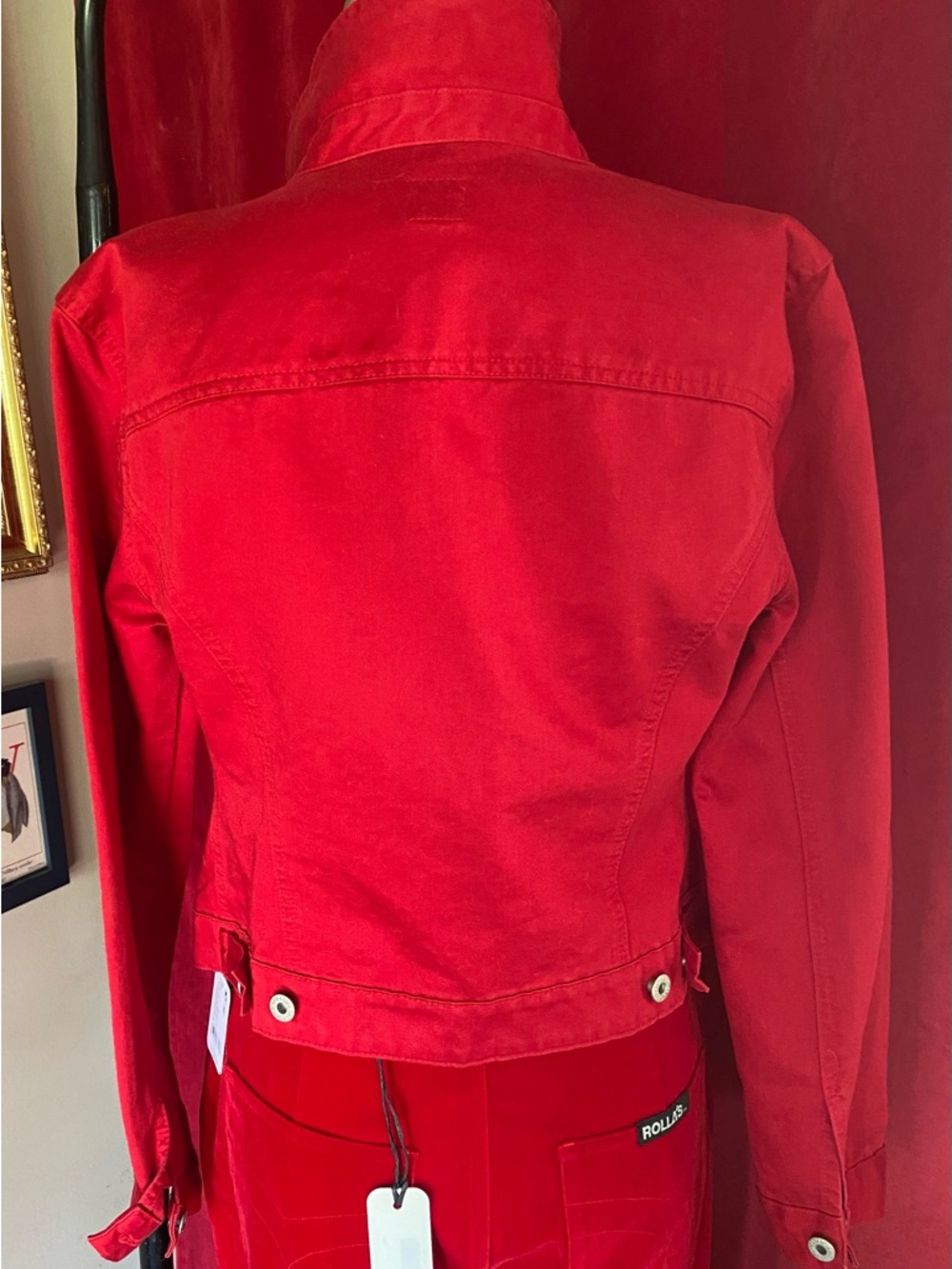 GAP Vibrant Red Cotton jean jacket size small - Picture 6 of 6